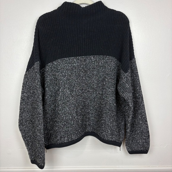 Varley Darwell Colorblock Sweater Size L Black Chunky Knit Zippers Sporty Rocker - Picture 14 of 16